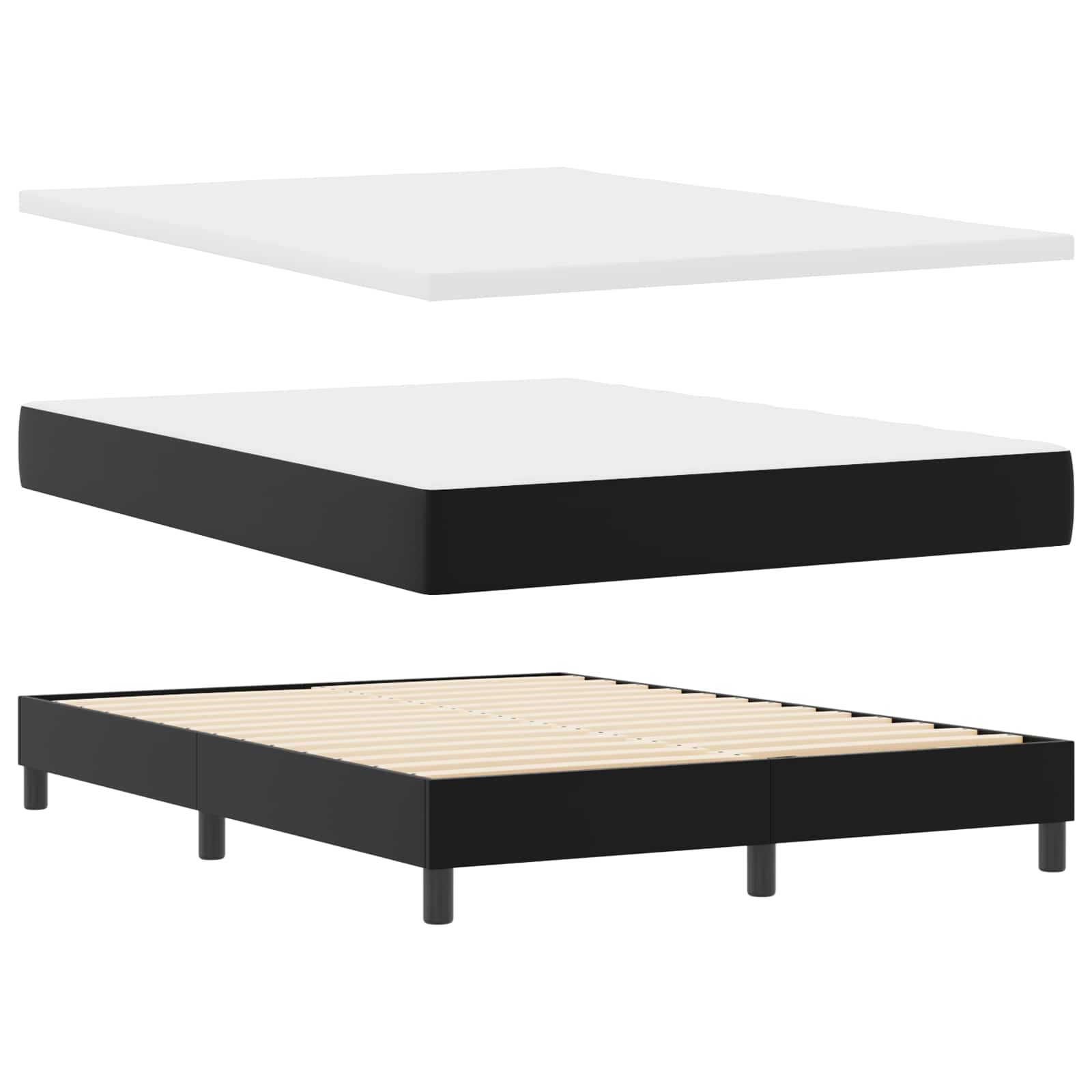 Krevet s opruga kutije Crna 140 x 200 cm Umjetna koža