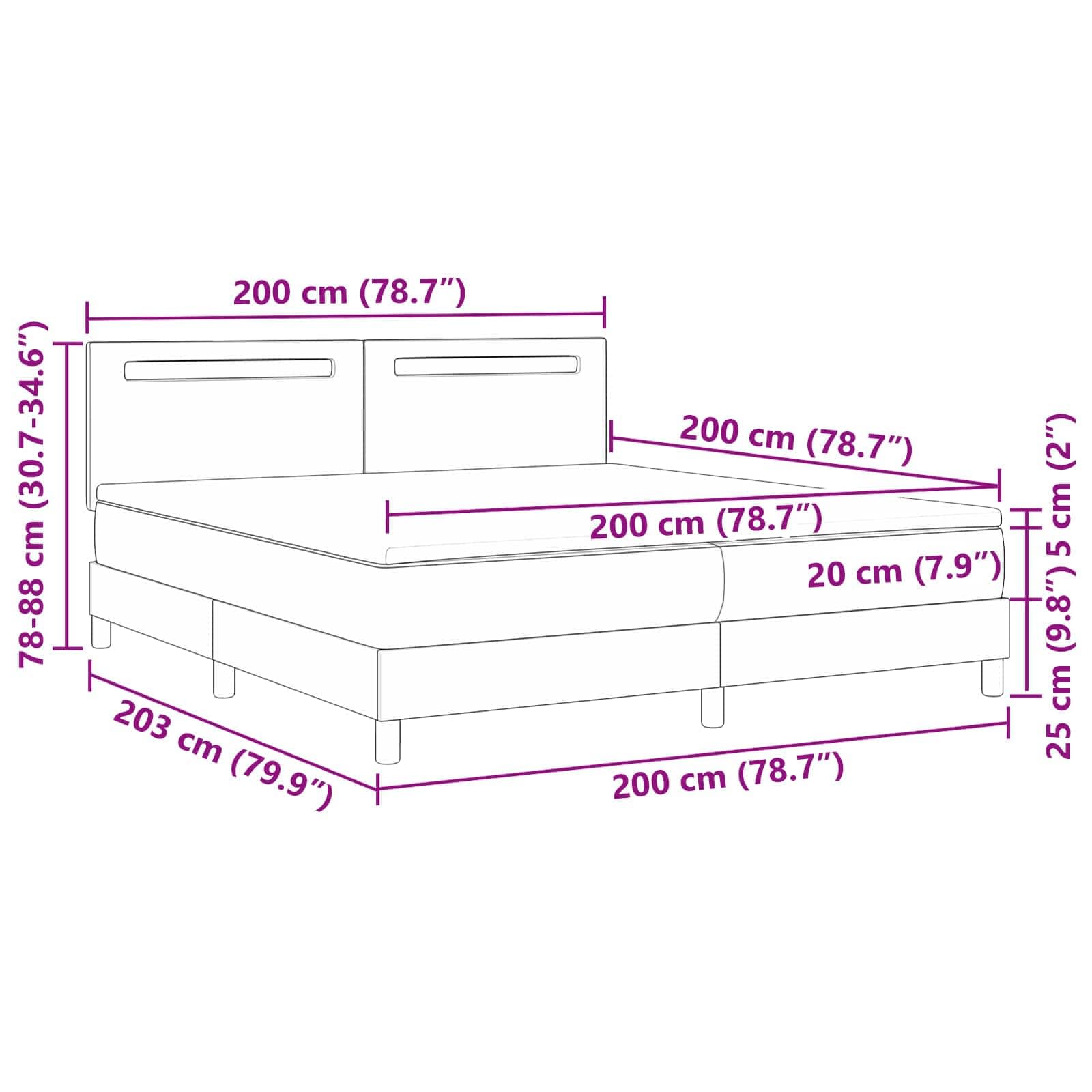 Krevet s opruga kutije s madracem Boja cappuccina 200 x 200 cm