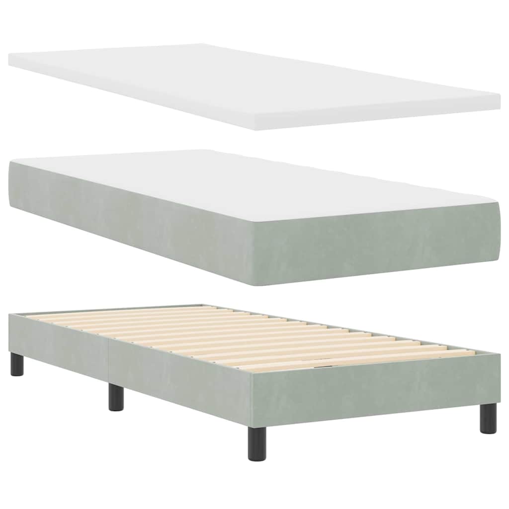 Krevet s opruga kutije Svijetlo siva 90 x 200 cm Baršun