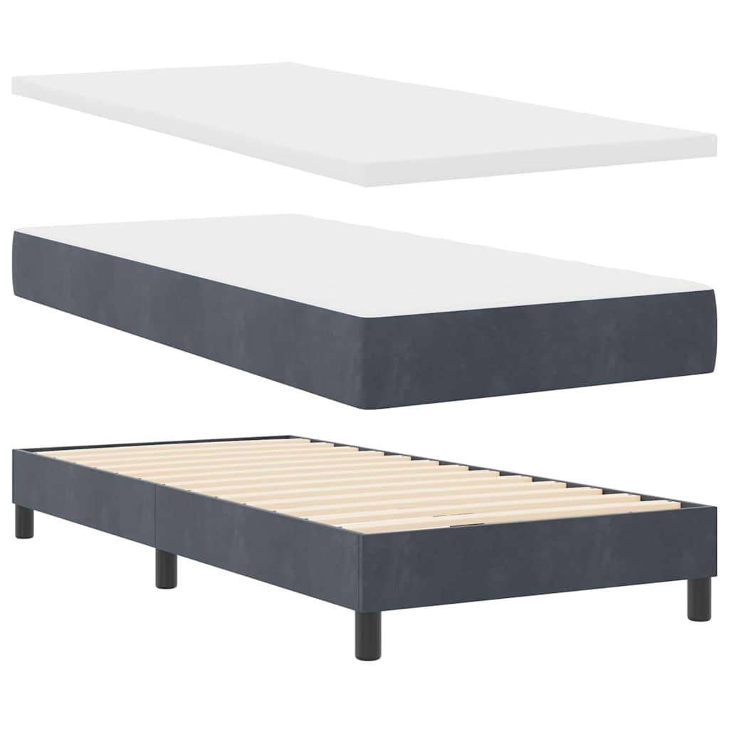 Krevet s opruga kutije s madracem Tamno siva 90 x 200 cm Baršun