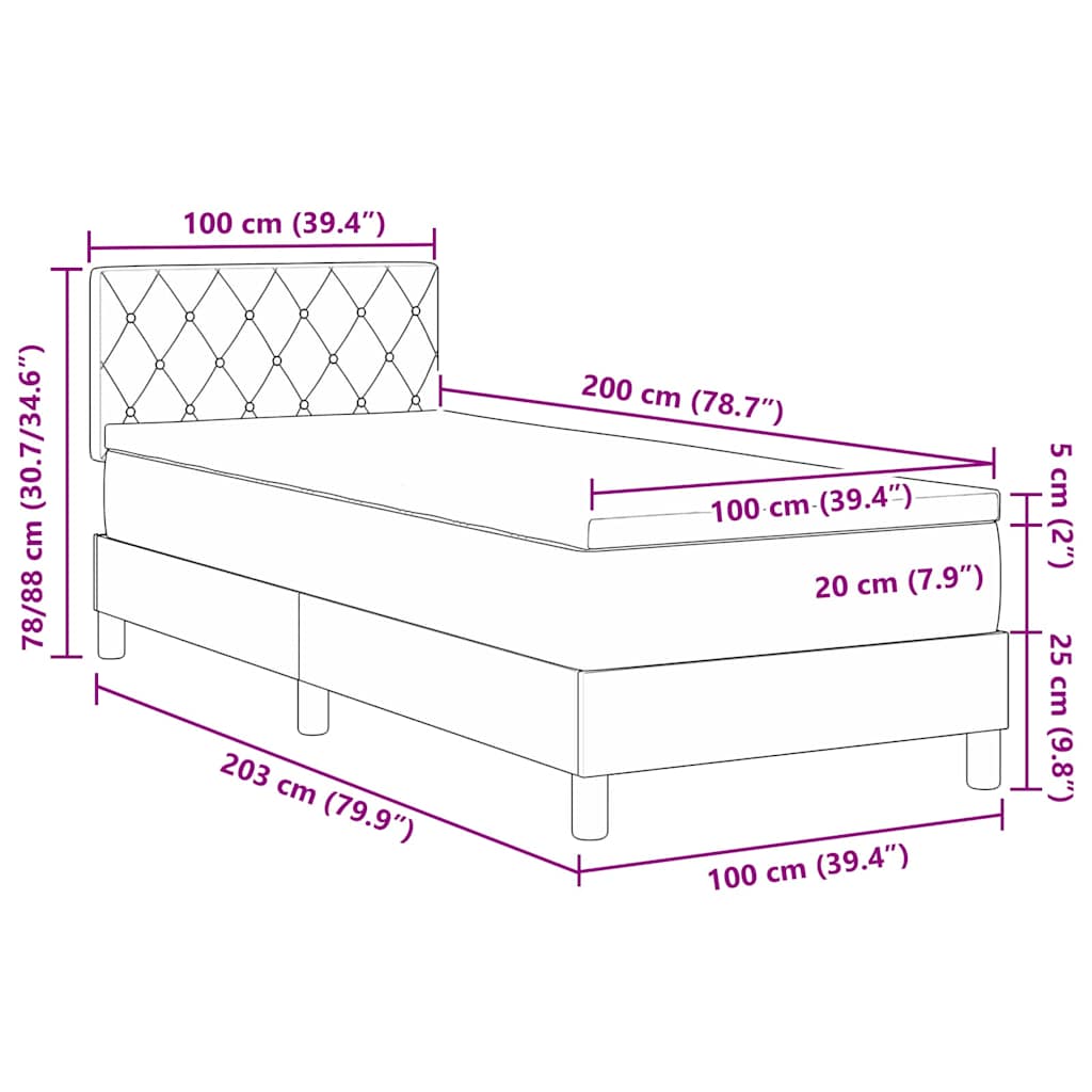 Krevet s opruga kutije Tamnozelena 100 x 200 cm Baršun