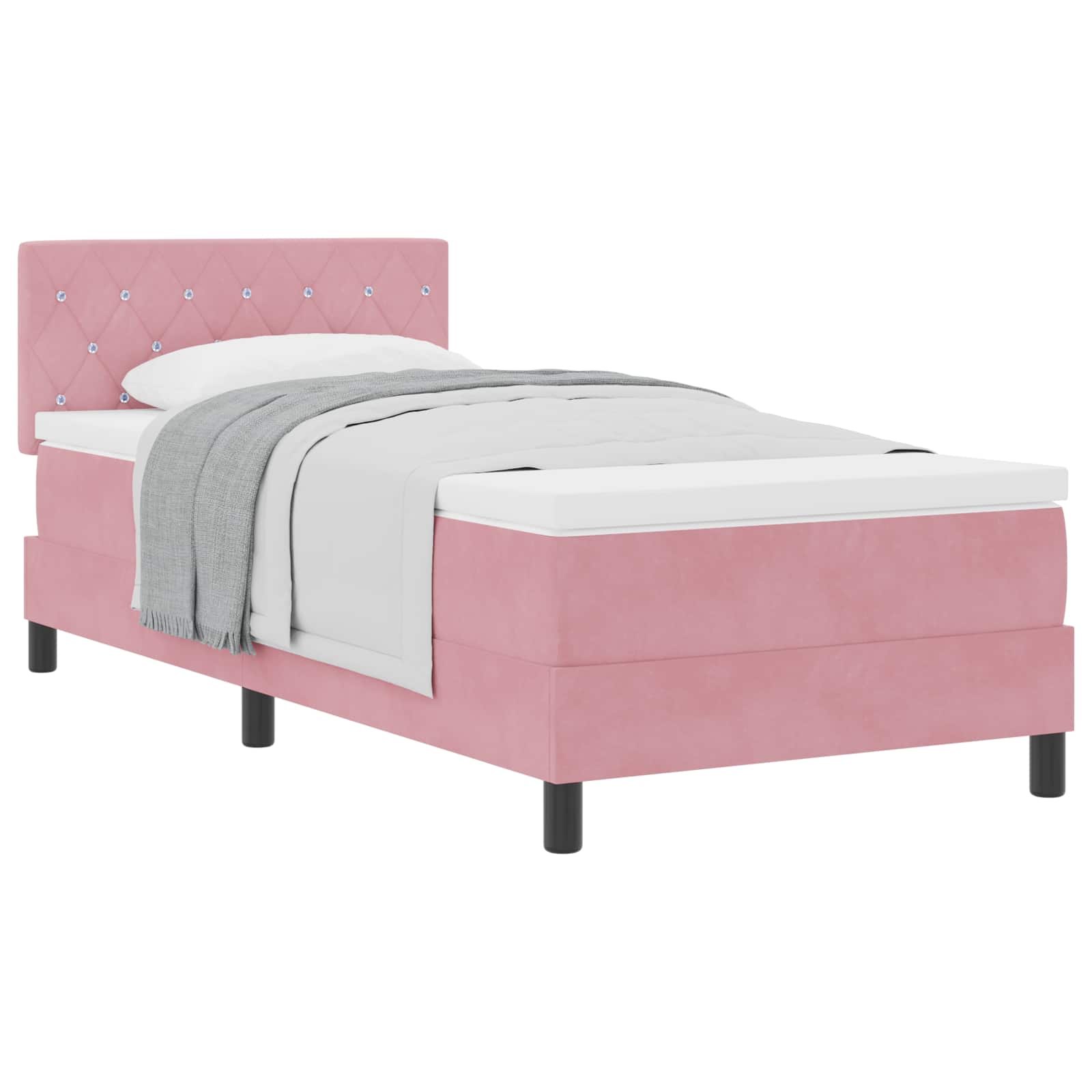 Krevet s opruga kutije s madracem Ružičasta 100 x 200 cm Baršun
