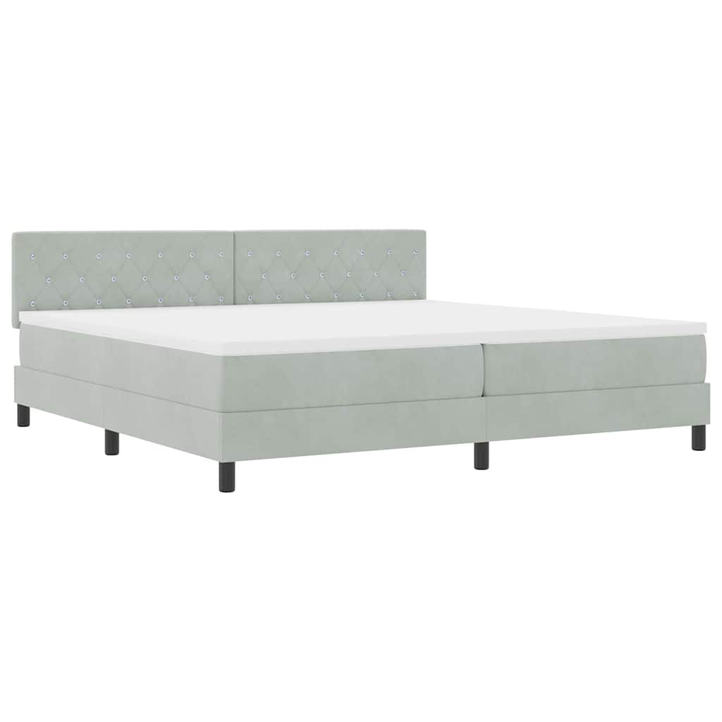 Krevet s opruga kutije Svijetlo siva 200 x 200 cm Baršun