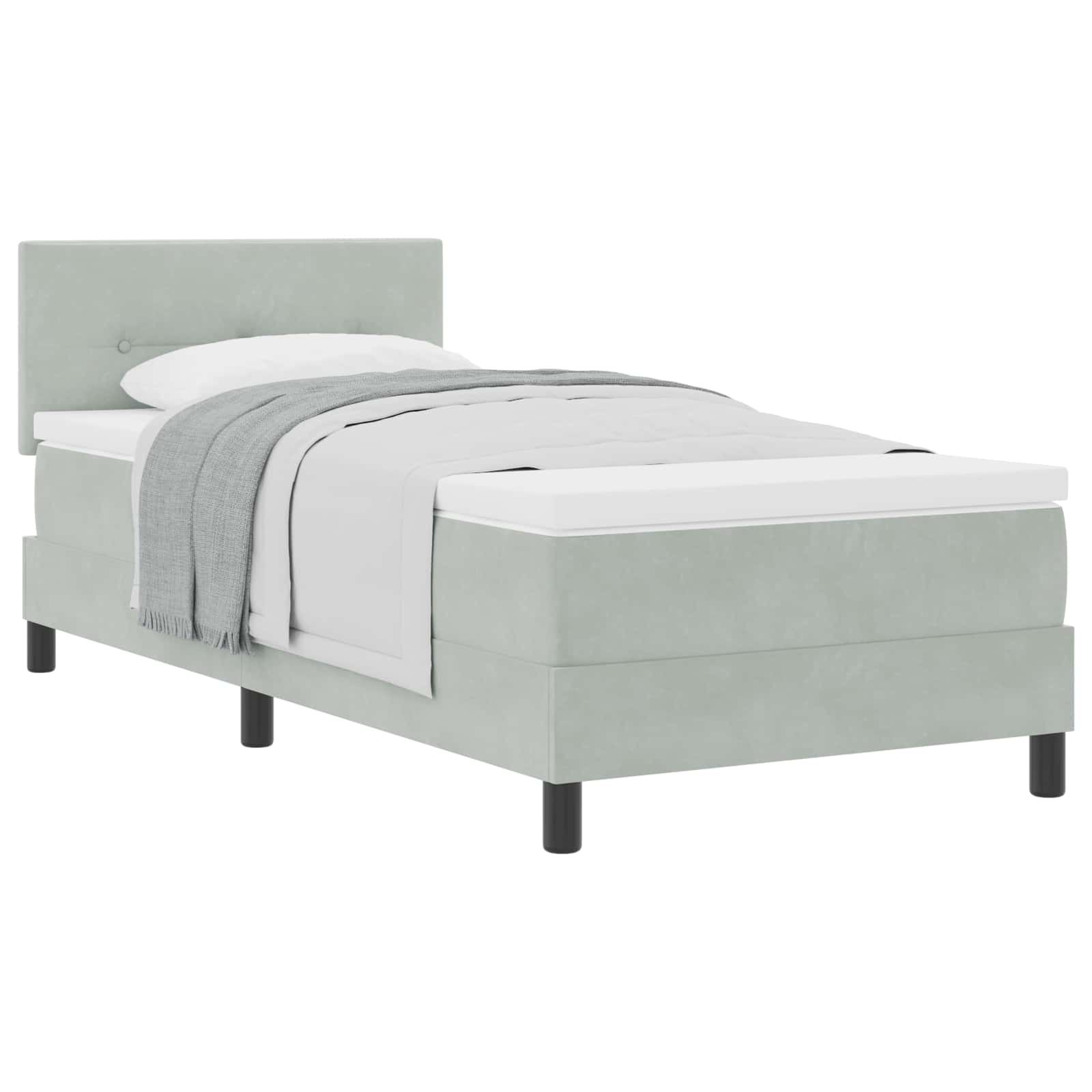 Krevet s opruga kutije Svijetlo siva 90 x 190 cm Baršun
