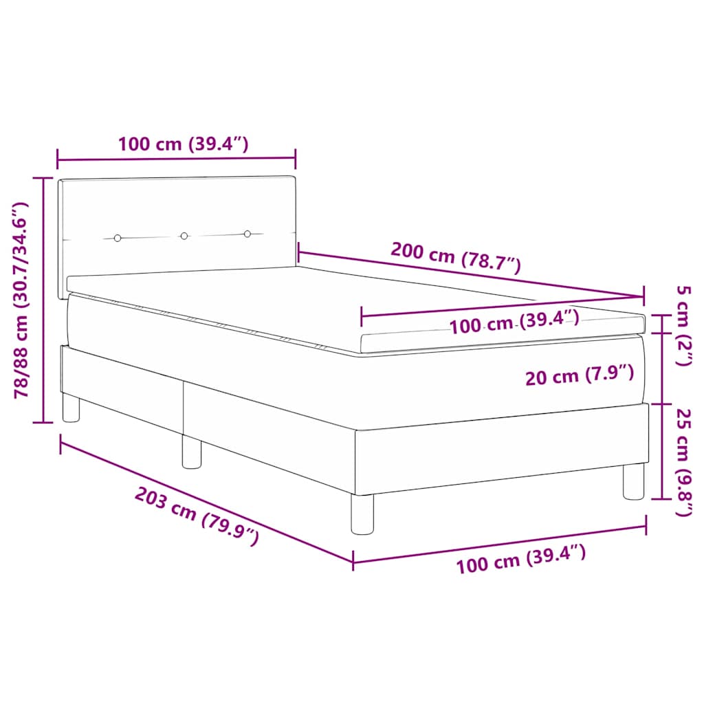 Krevet s opruga kutije Svijetlo siva 100 x 200 cm Baršun