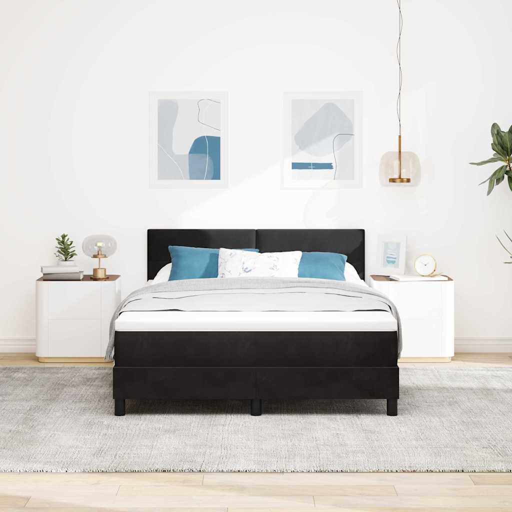 Krevet s opruga kutije s madracem Crna 140 x 190 cm Baršun