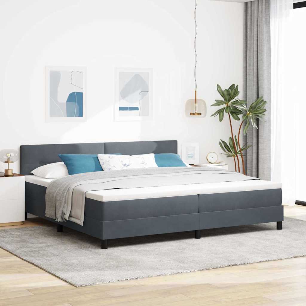 Krevet s opruga kutije Tamno siva 200 x 200 cm Baršun