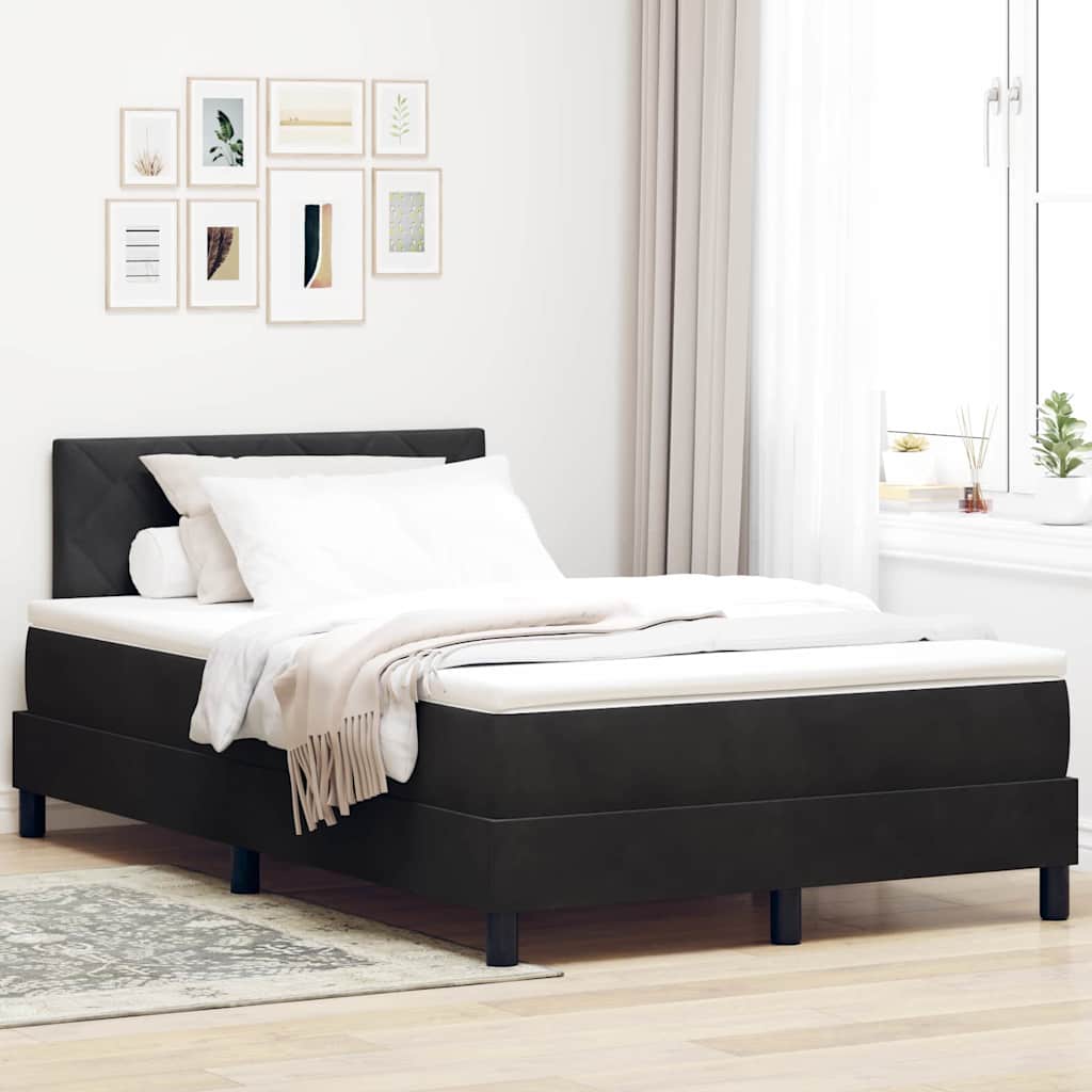 Krevet s opruga kutije s uzglavljem Crna 120 x 190 cm Baršun