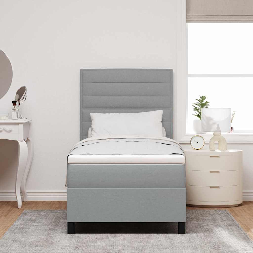Krevet s opruga kutije Svijetlo siva 90 x 190 cm tkanina