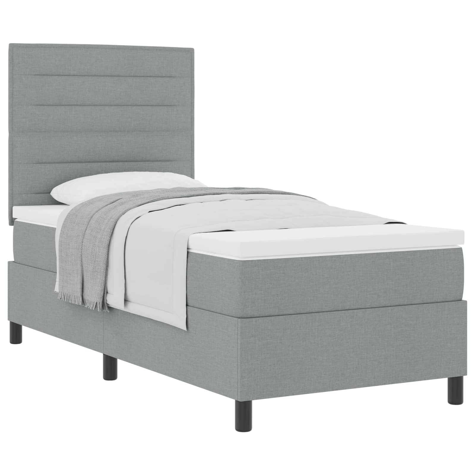 Krevet s opruga kutije Svijetlo siva 90 x 190 cm tkanina