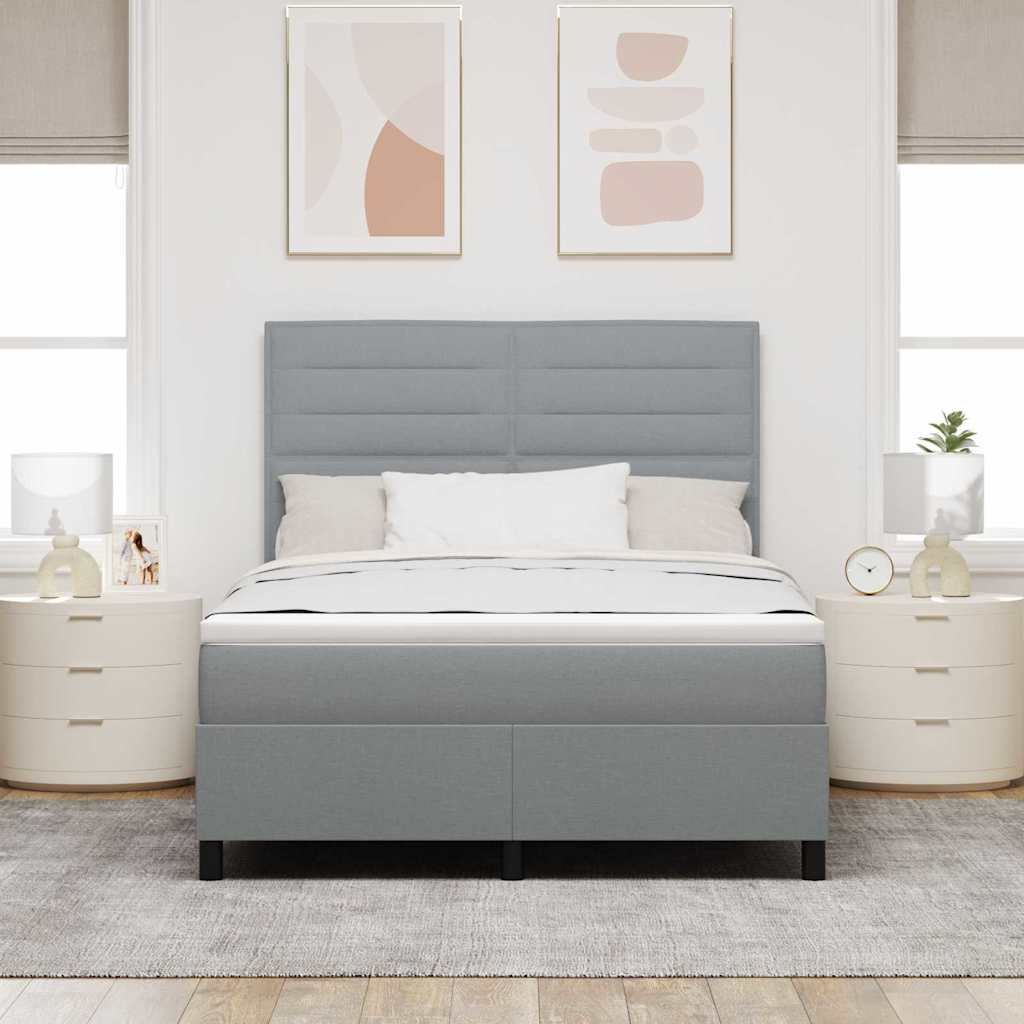 Krevet s opruga kutije Svijetlo siva 140 x 200 cm tkanina