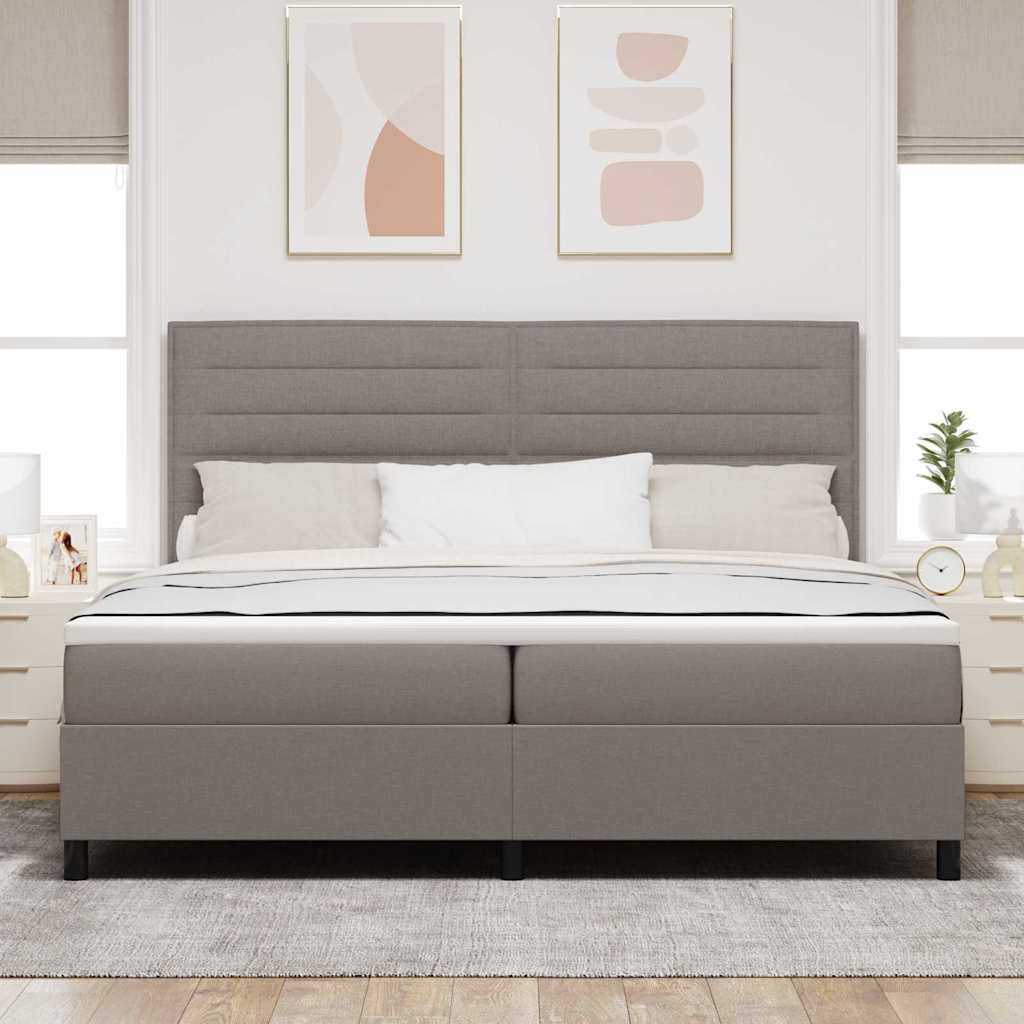 Krevet s opruga kutije Sivo-smeđa 200 x 200 cm tkanina