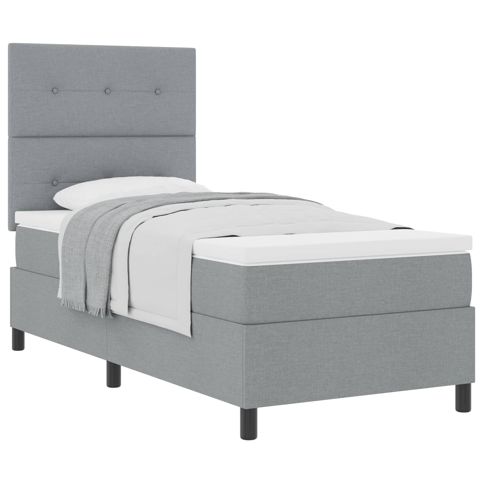 Krevet s opruga kutije Svijetlo siva 90 x 190 cm tkanina