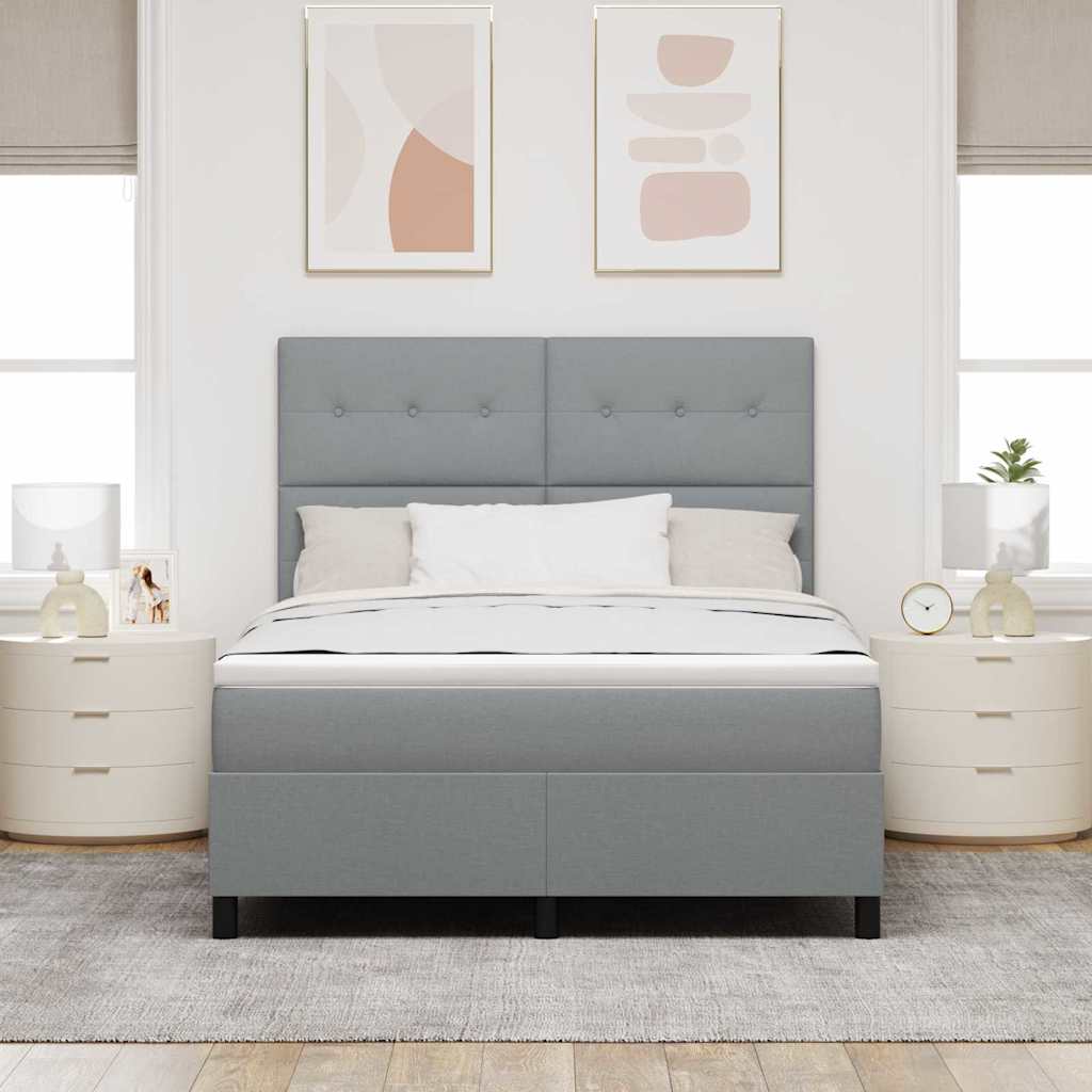 Krevet s opruga kutije Svijetlo siva 140 x 190 cm tkanina
