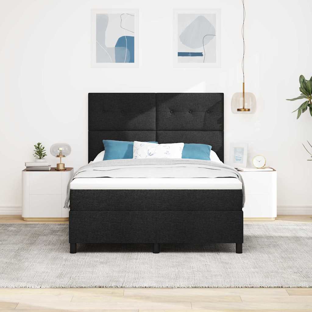 Krevet s opruga kutije s madracem Crna 160 x 200 cm tkanina