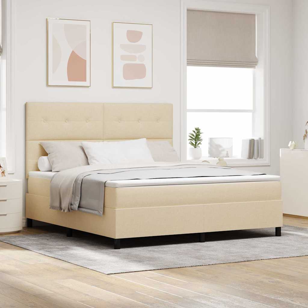 Krevet s opruga kutije s uzglavljem Krema 180 x 200 cm tkanina