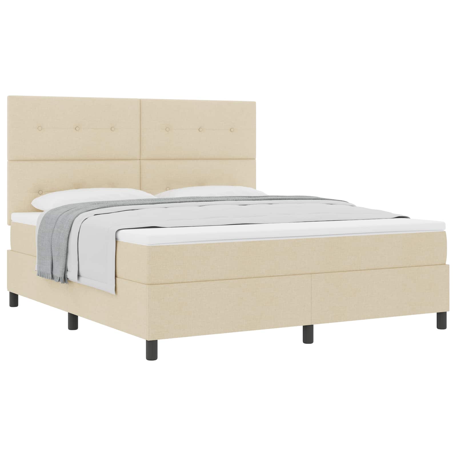 Krevet s opruga kutije s madracem Krema 180 x 200 cm tkanina