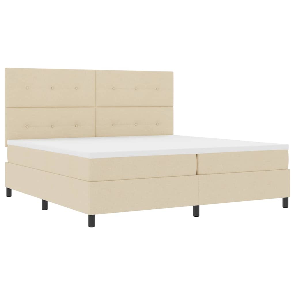 Krevet s opruga kutije s uzglavljem Krema 200 x 200 cm tkanina
