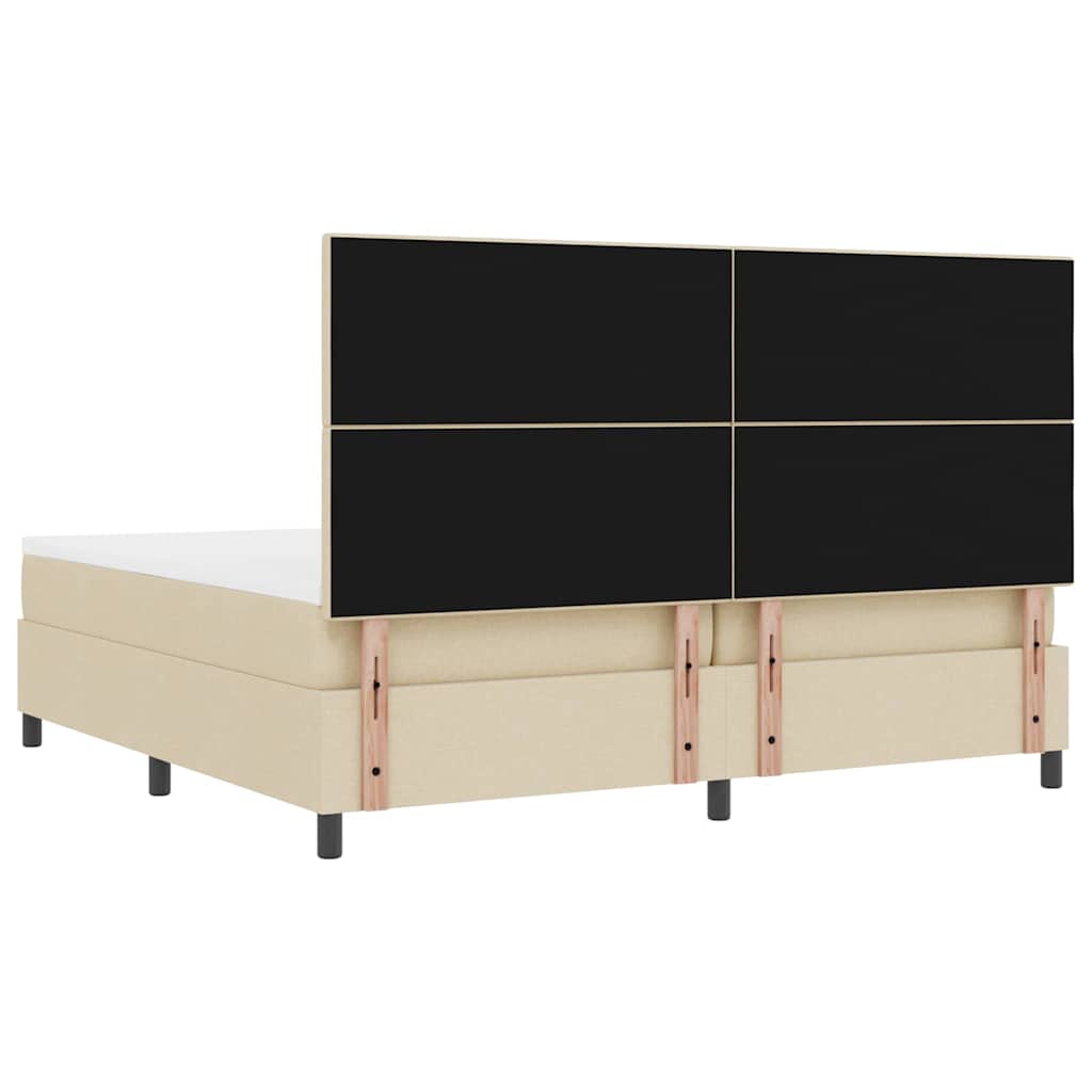 Krevet s opruga kutije s uzglavljem Krema 200 x 200 cm tkanina