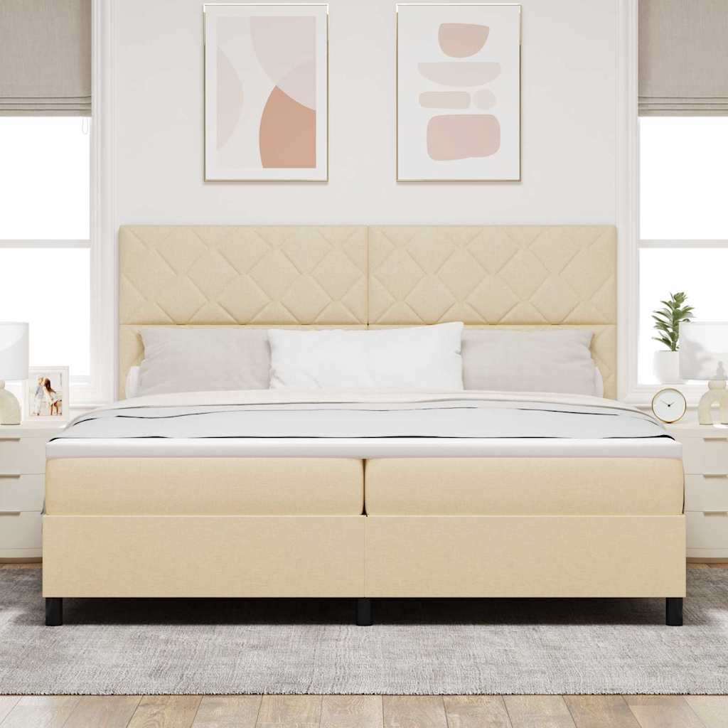 Krevet s opruga kutije s uzglavljem Krema 200 x 200 cm tkanina