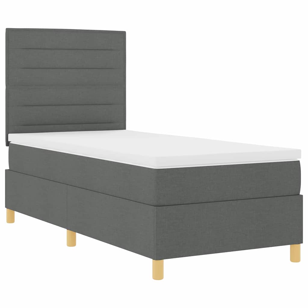 Krevet s opruga kutije Tamno siva 90 x 190 cm tkanina