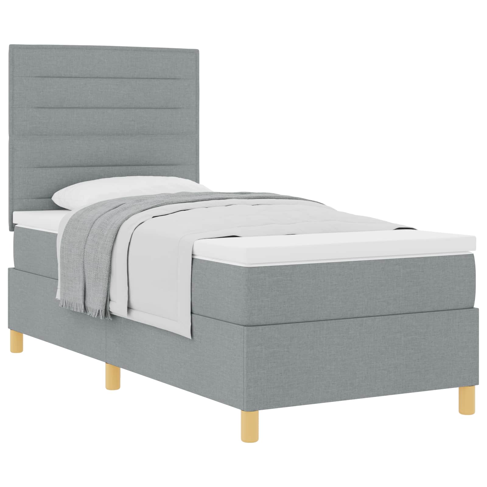 Krevet s opruga kutije Svijetlo siva 90 x 200 cm tkanina
