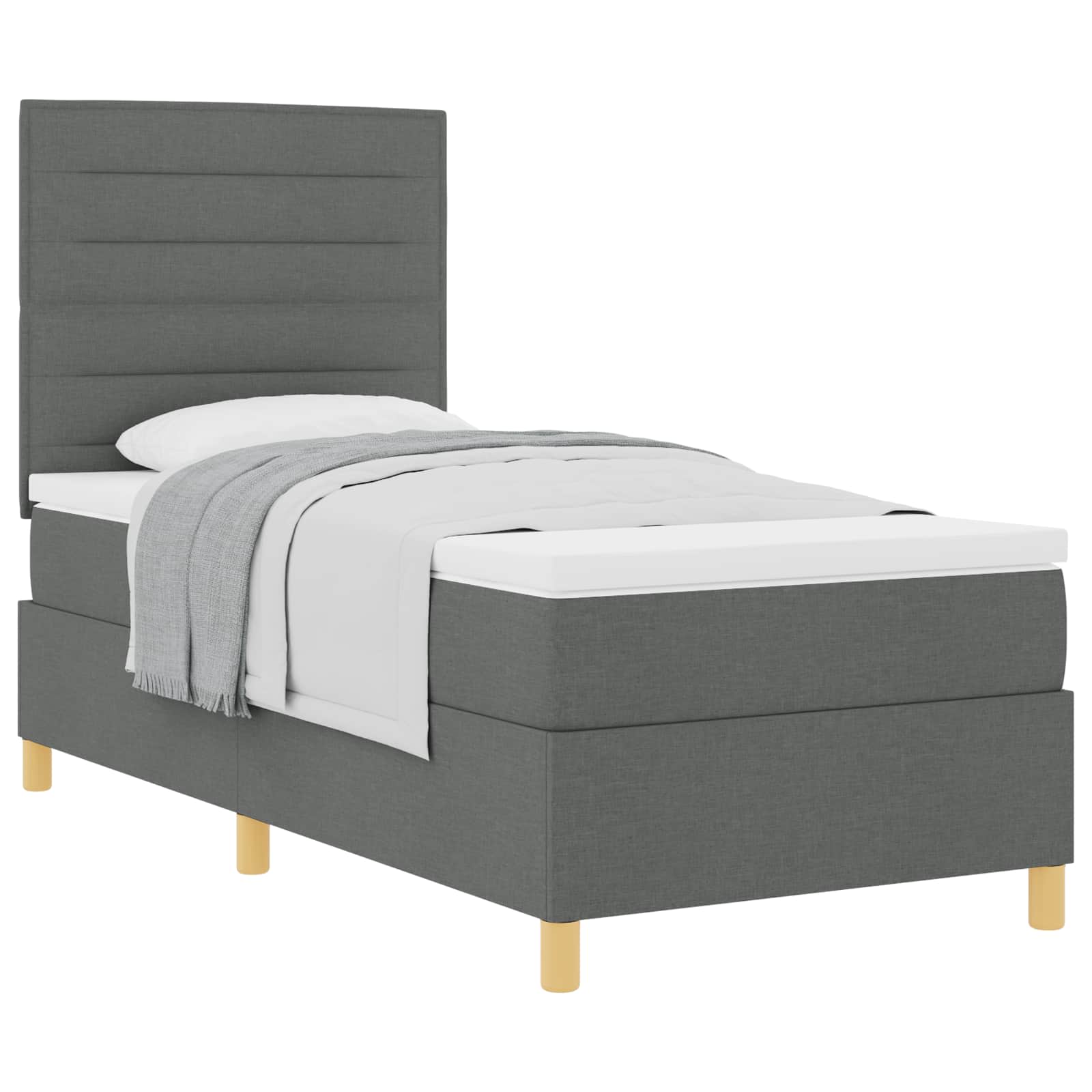 Krevet s opruga kutije Tamno siva 90 x 200 cm tkanina