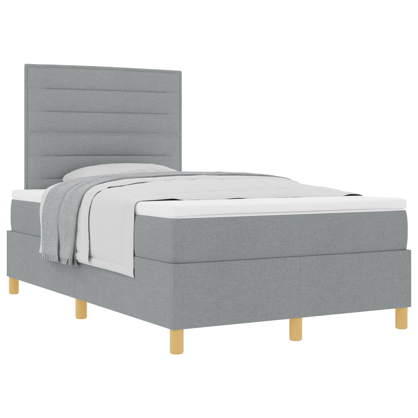 Krevet s opruga kutije Svijetlo siva 120 x 190 cm tkanina