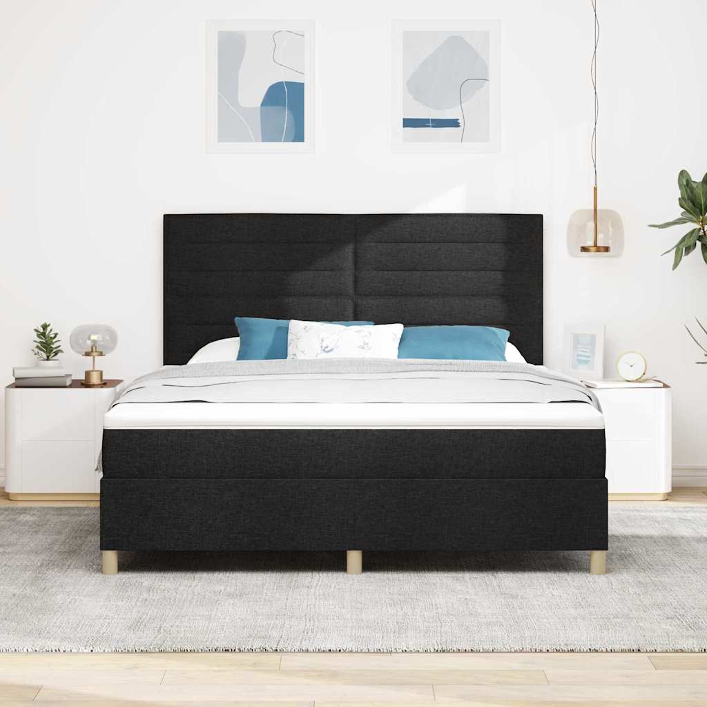 Krevet s opruga kutije s madracem Crna 180 x 200 cm tkanina