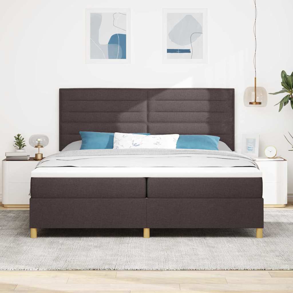 Krevet s opruga kutije Tamno smeđa 200 x 200 cm tkanina