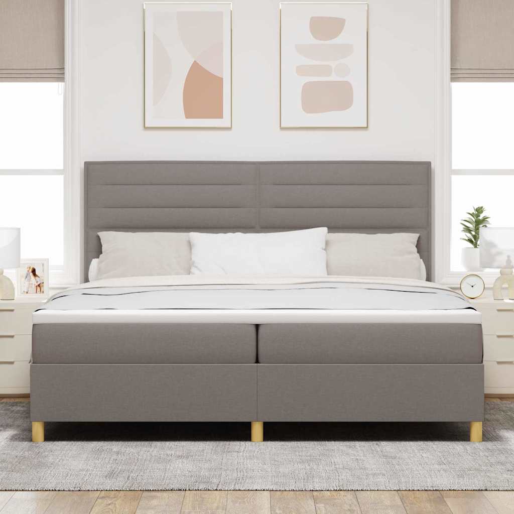 Krevet s opruga kutije Sivo-smeđa 200 x 200 cm tkanina