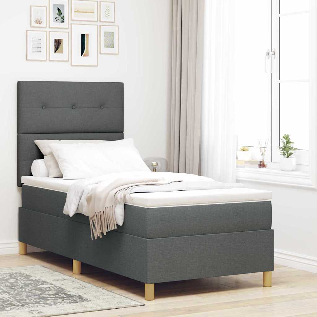 Krevet s opruga kutije Tamno siva 80 x 200 cm tkanina