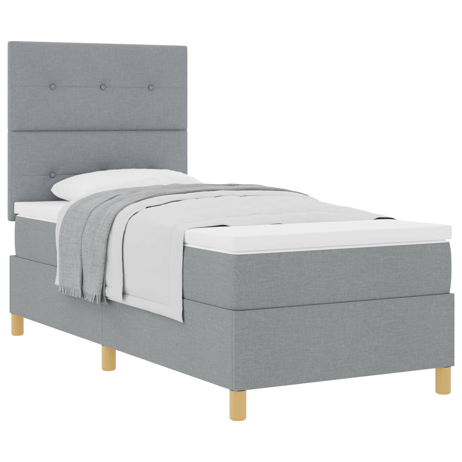 Krevet s opruga kutije Svijetlo siva 90 x 190 cm tkanina