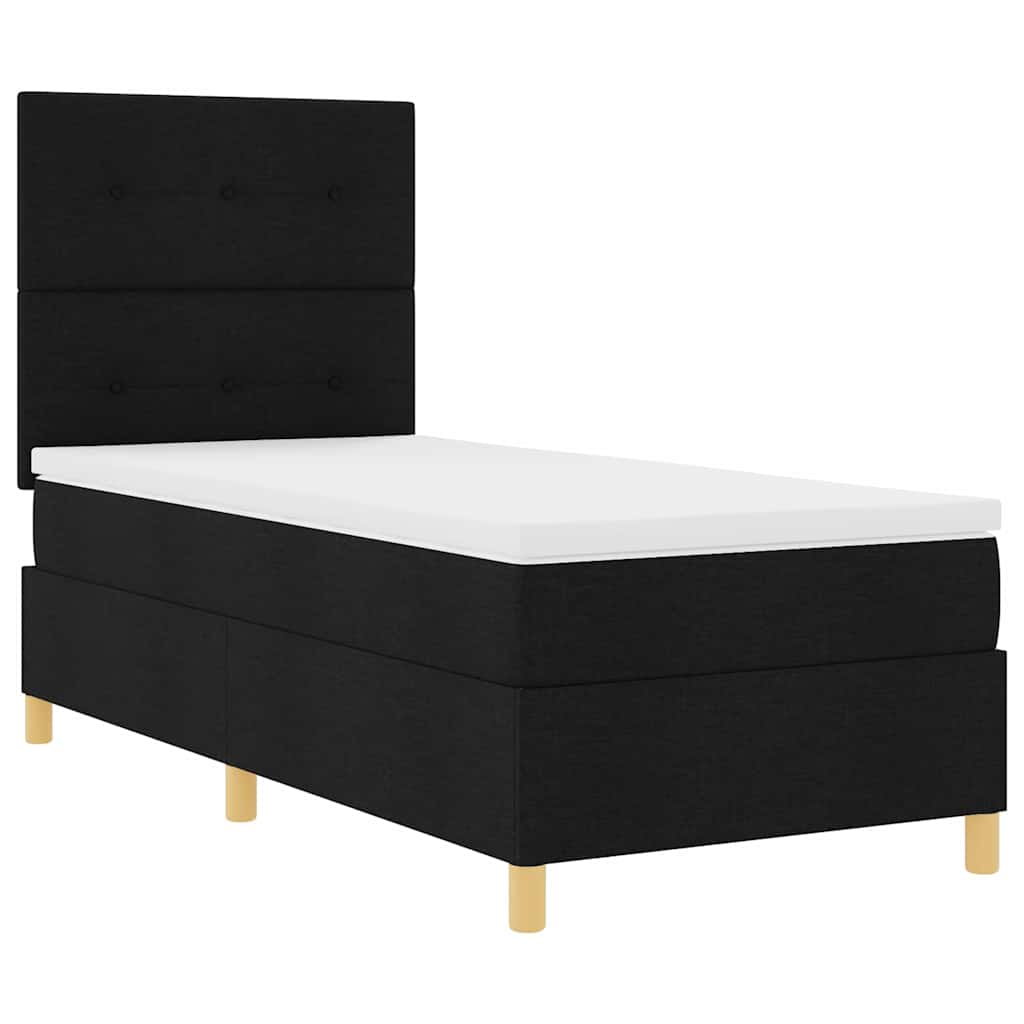 Krevet s opruga kutije s uzglavljem Crna 90 x 200 cm tkanina