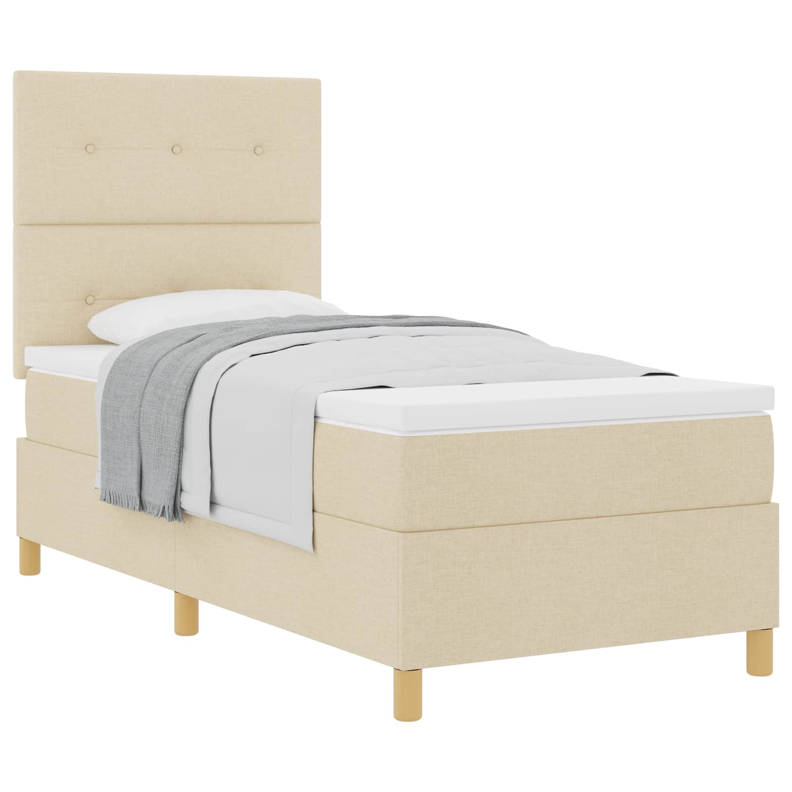 Krevet s opruga kutije s uzglavljem Krema 90 x 200 cm tkanina