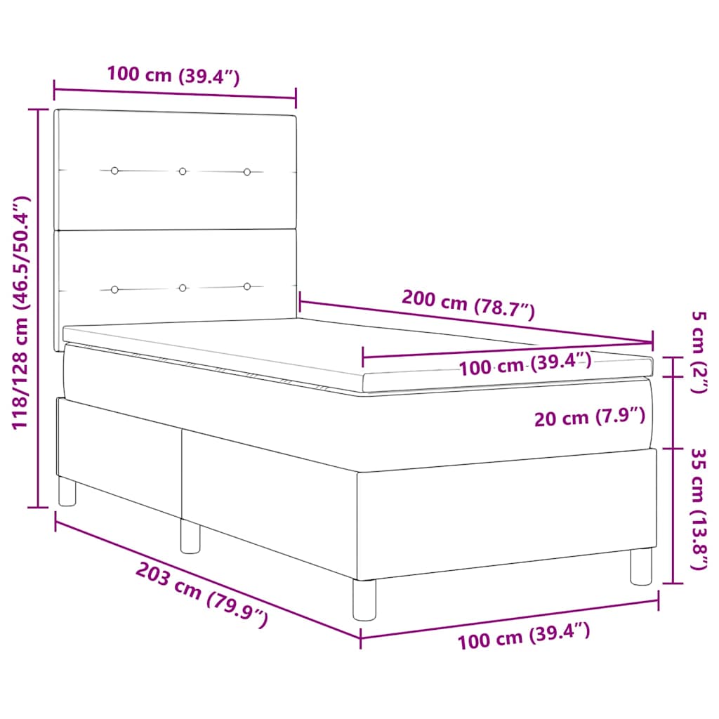 Krevet s opruga kutije s madracem Plava 100 x 200 cm tkanina
