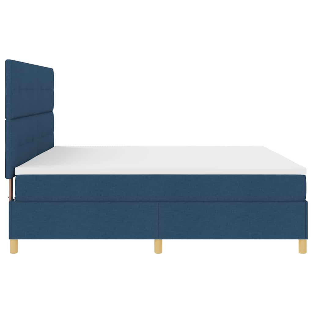 Krevet s opruga kutije s uzglavljem Plava 200 x 200 cm tkanina