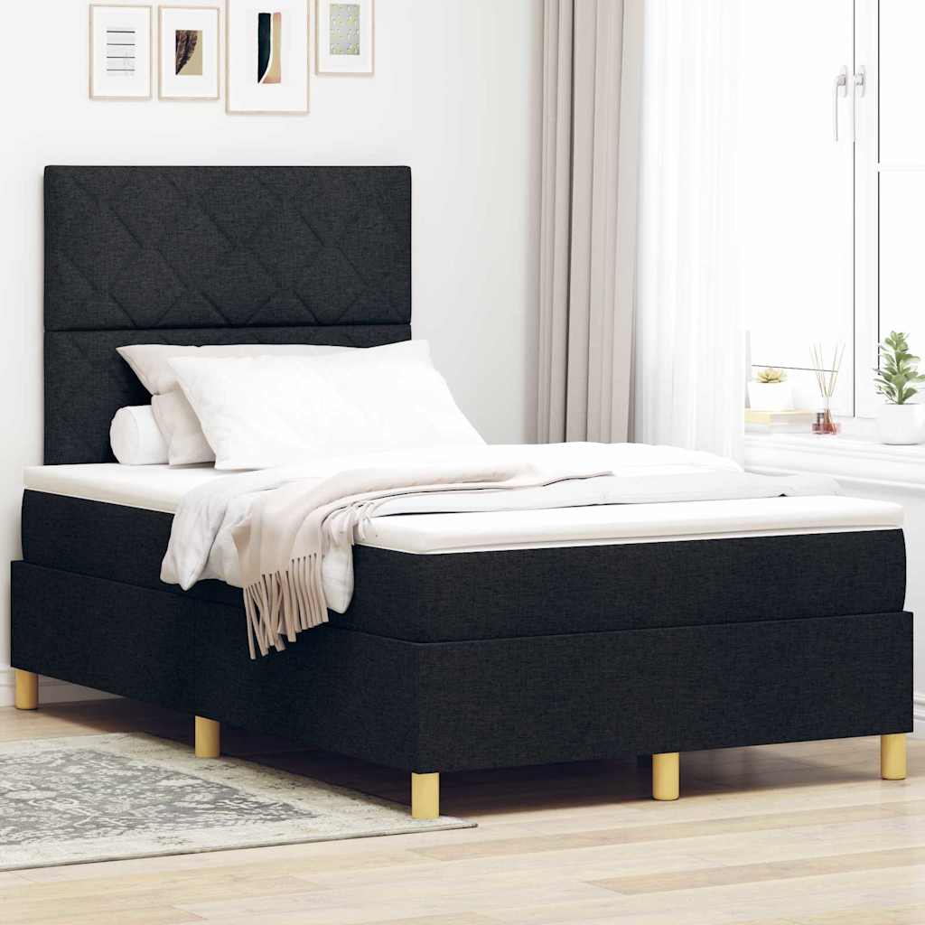 Krevet s opruga kutije s madracem Crna 120 x 200 cm tkanina