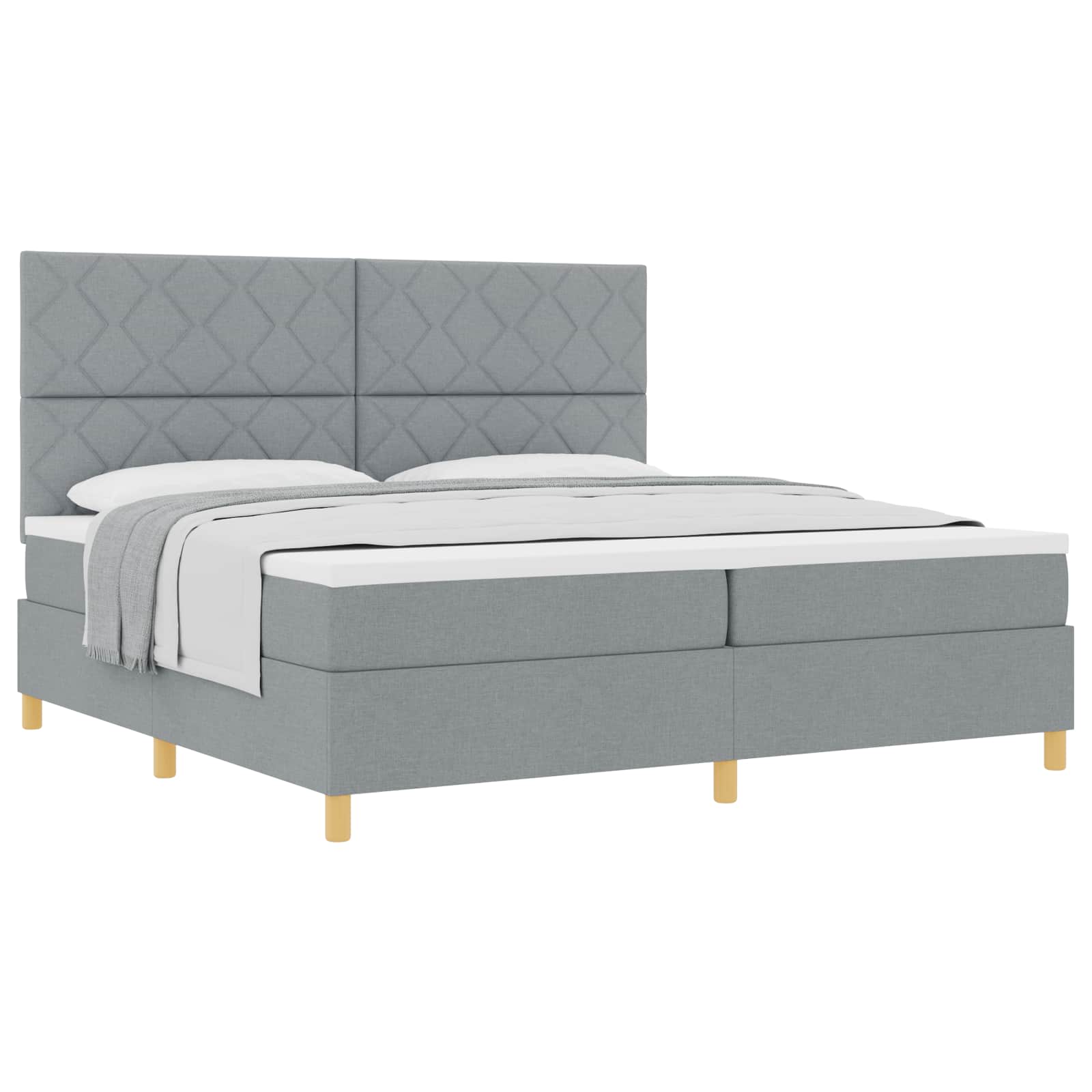 Krevet s opruga kutije Svijetlo siva 200 x 200 cm tkanina