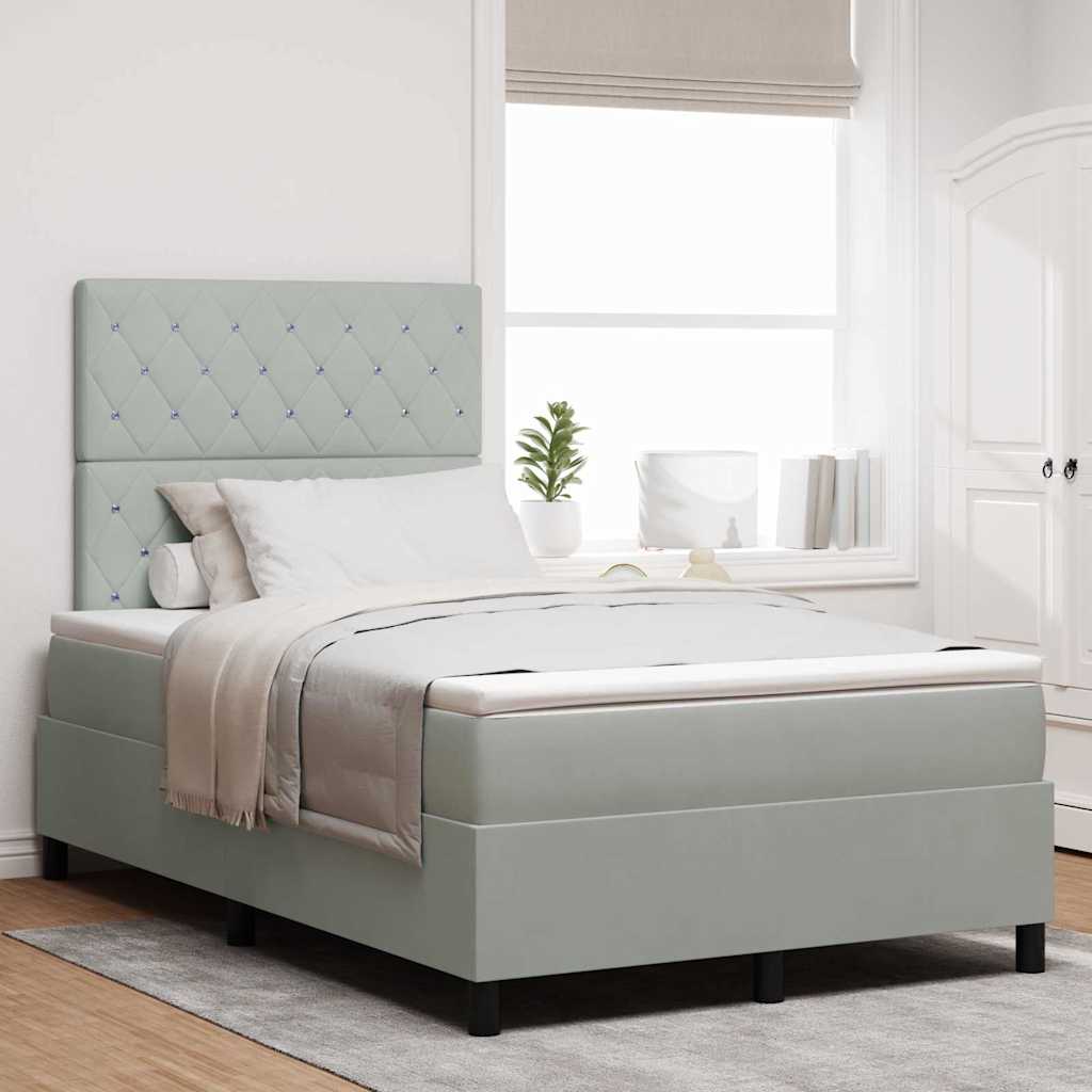 Krevet s opruga kutije Svijetlo siva 120 x 190 cm Baršun
