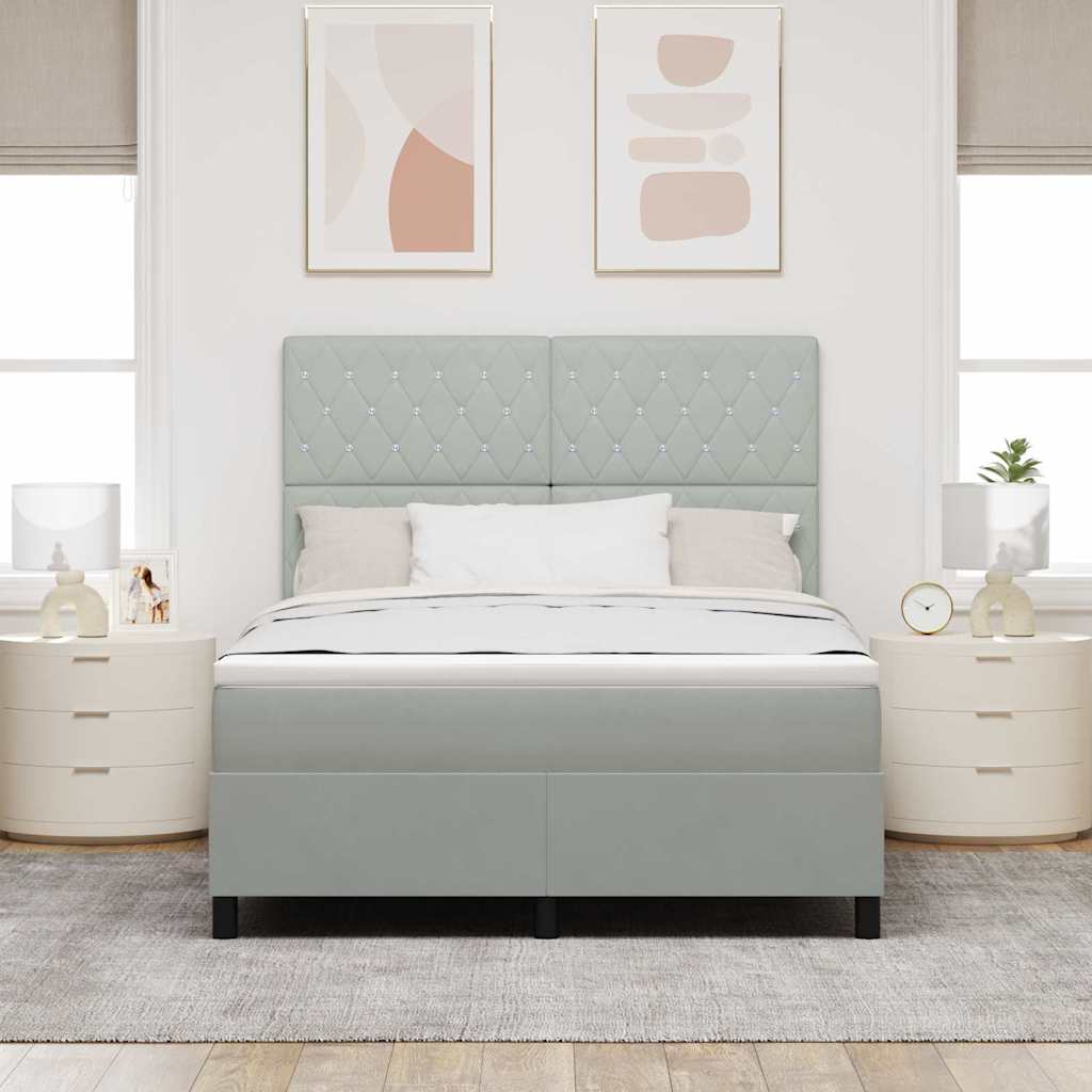 Krevet s opruga kutije Svijetlo siva 140 x 190 cm Baršun