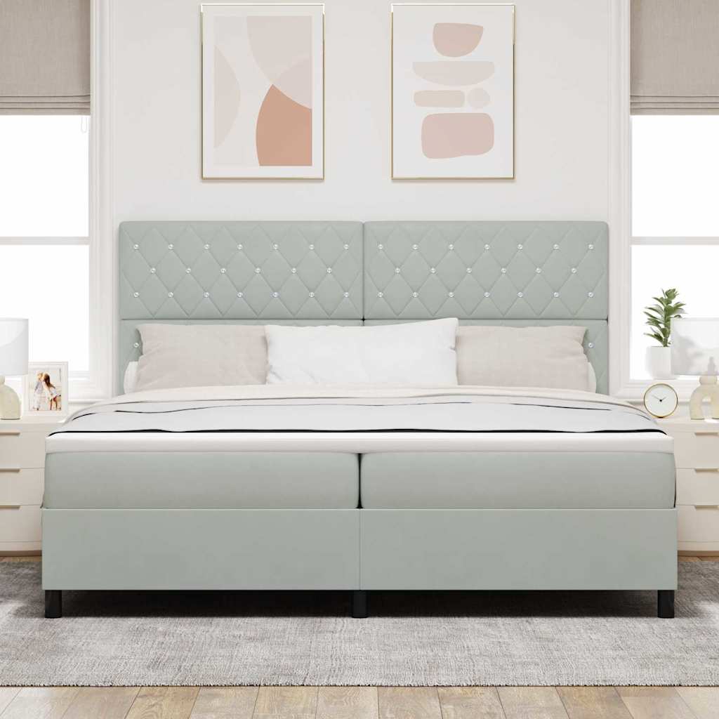 Krevet s opruga kutije Svijetlo siva 200 x 200 cm Baršun