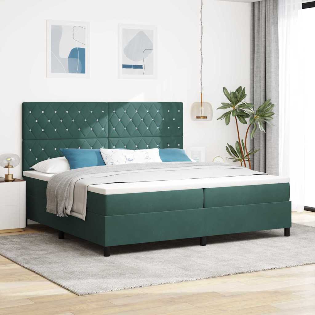 Krevet s opruga kutije Tamnozelena 200 x 200 cm Baršun