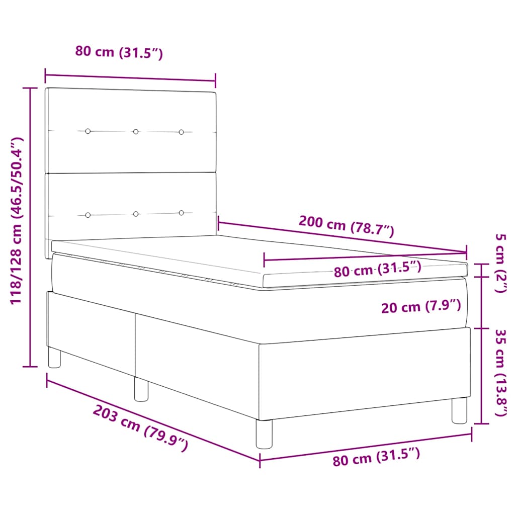 Krevet s opruga kutije s madracem Ružičasta 80 x 200 cm Baršun