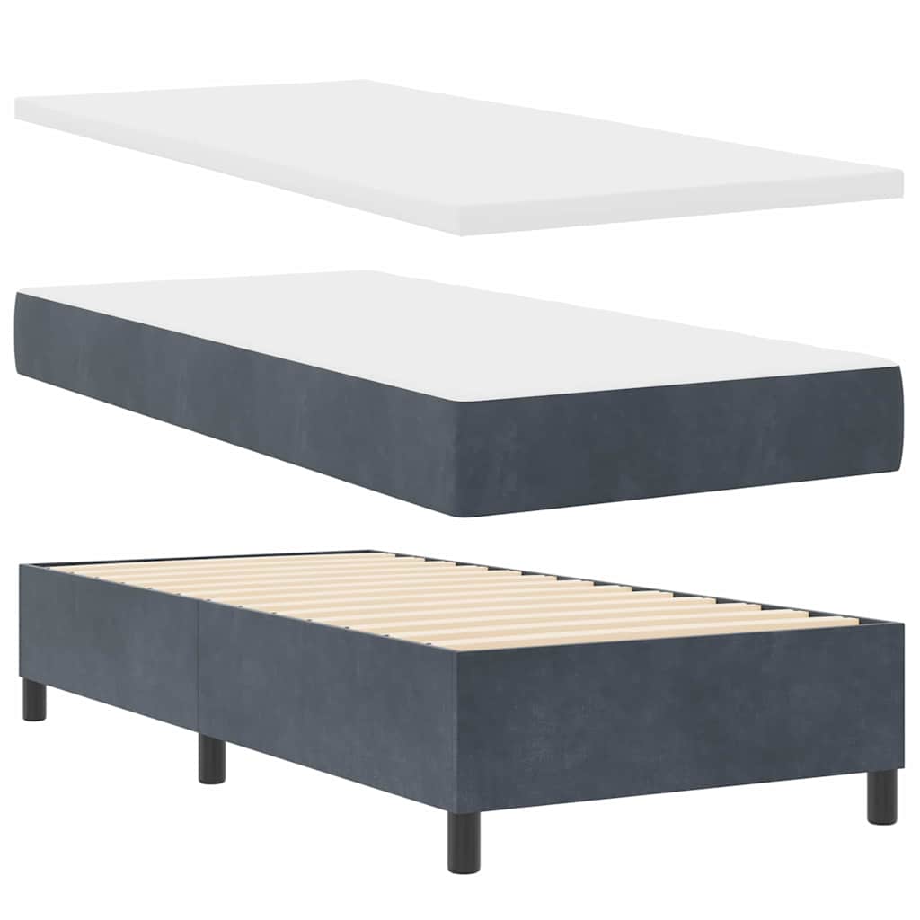 Krevet s opruga kutije s madracem Tamno siva 90 x 200 cm Baršun