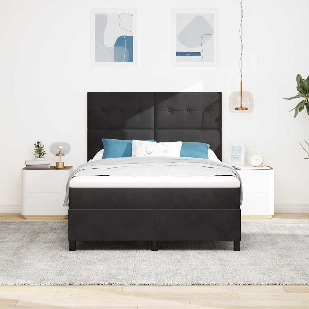 Krevet s opruga kutije s uzglavljem Crna 140 x 190 cm Baršun