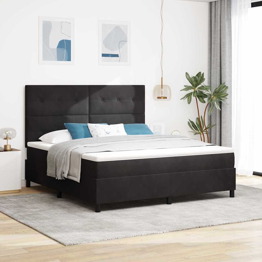 Krevet s opruga kutije s madracem Crna 180 x 200 cm Baršun