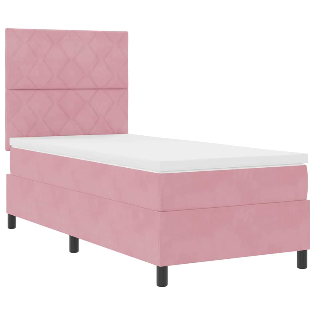 Krevet s opruga kutije s madracem Ružičasta 90 x 190 cm Baršun