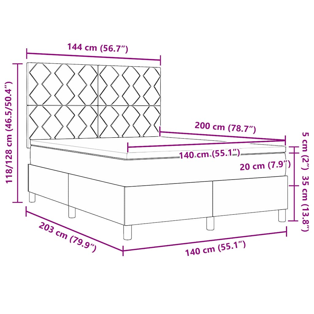 Krevet s opruga kutije Svijetlo siva 140 x 200 cm Baršun