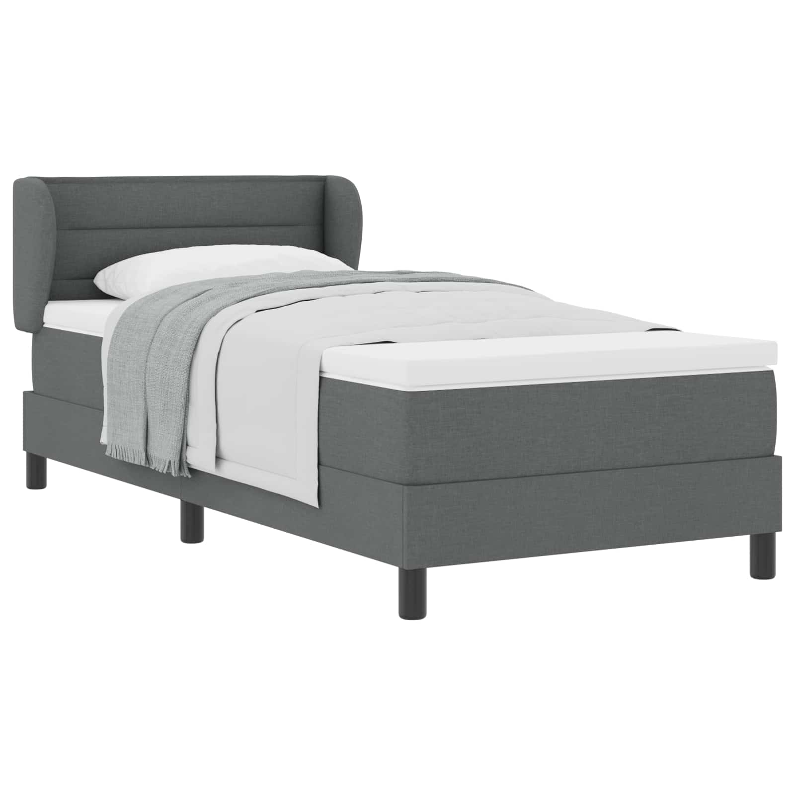 Krevet s opruga kutije Tamno siva 90 x 200 cm tkanina